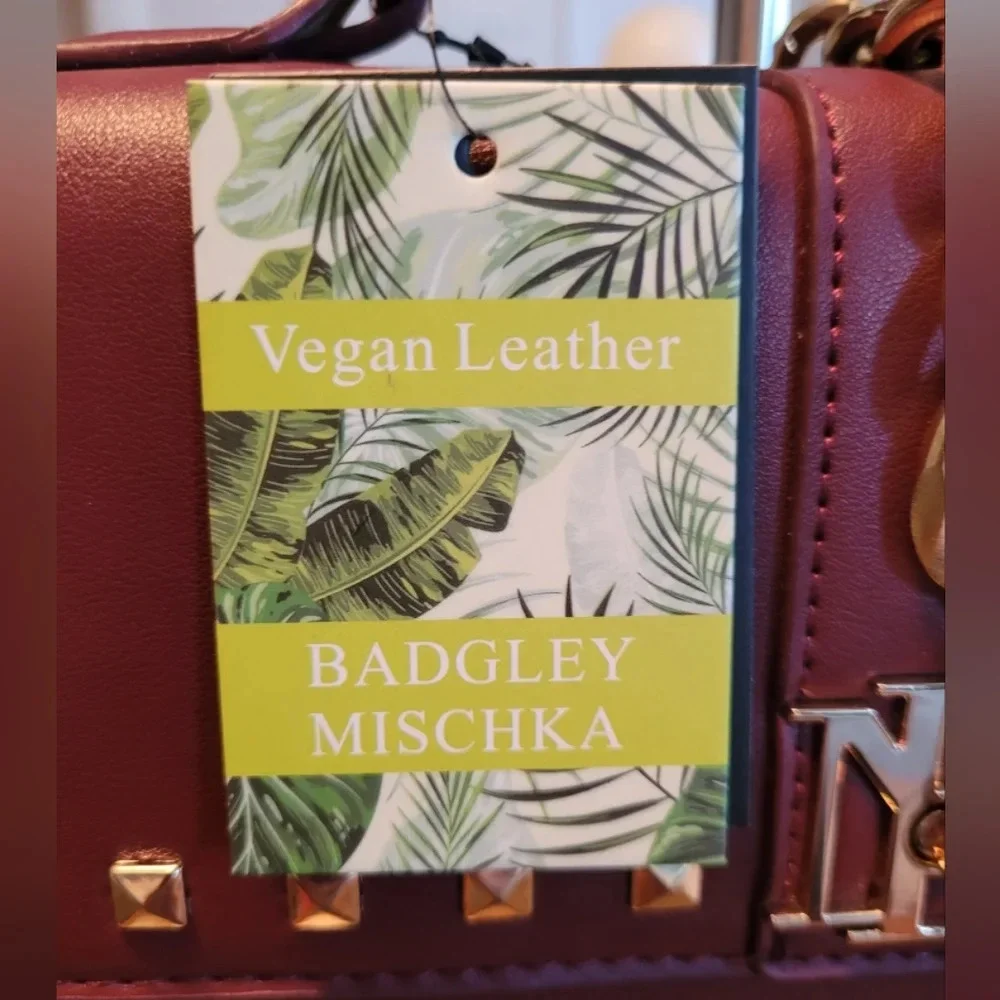 Badgley Mischka Burgundy Studded Handbag. NWT - Picture 9 of 10